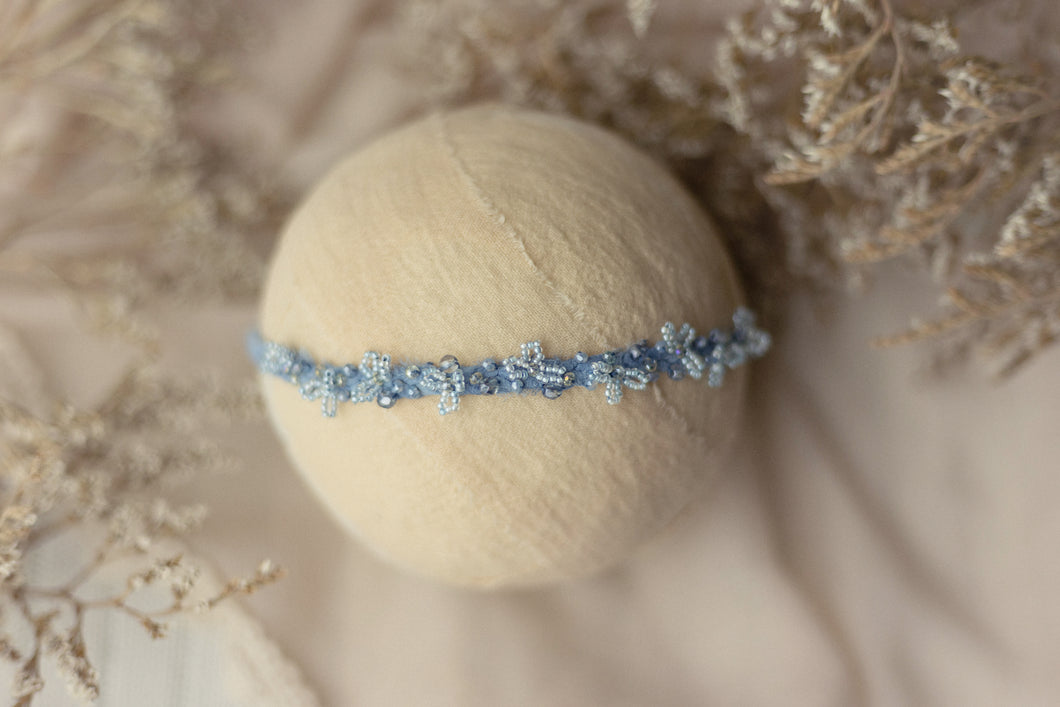 Blue - Baby Blue Dainty Beaded Halo