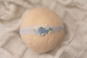 Blue - Floral Blue Beaded Headband