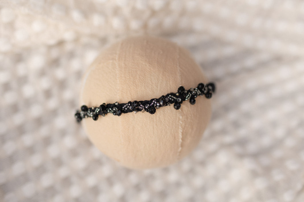 Black - Black Beaded Dainty Halo